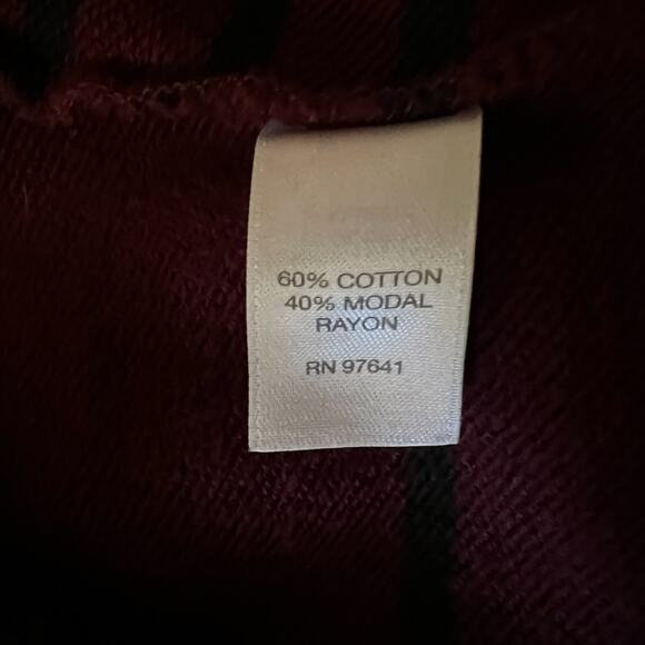 J Jill Stripe Shift Dress L Burgundy Black Tunic | Fall Preppy Coastal Grunge - Picture 6 of 10